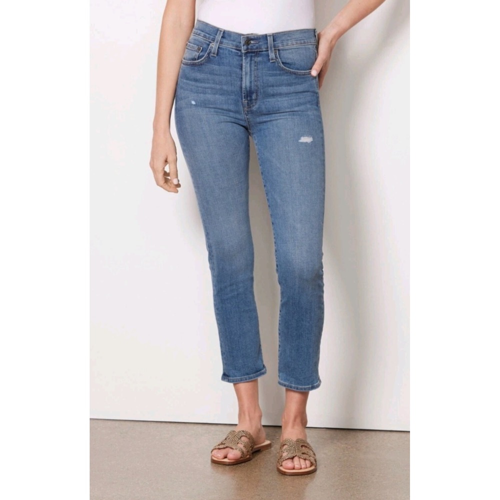 Edwin SZ 27 Elin Crop Straight Leg Jeans Med Wash Mid Rise Denim EW2011ICN